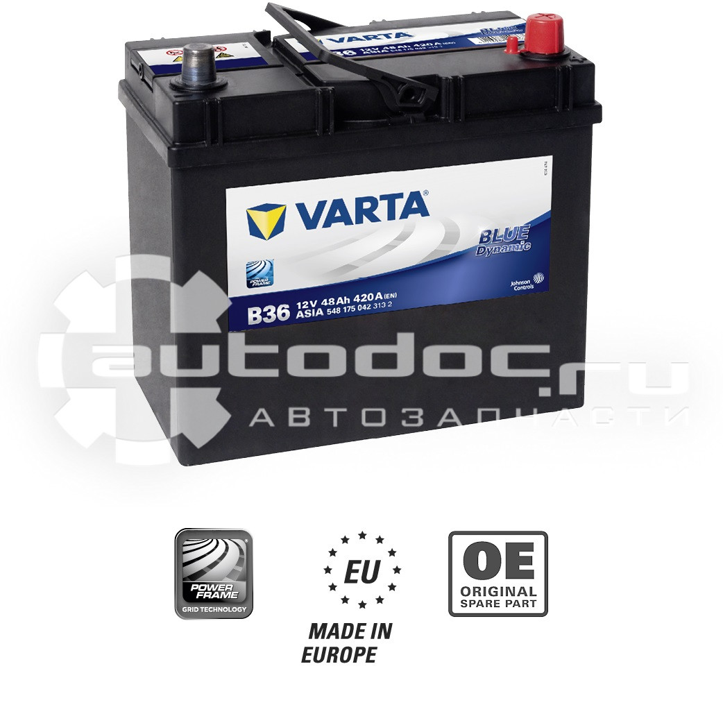 Купить аккумулятор VARTA 548175042 48 А | ч 12V 420EN обратной полярности  (238x129x227) в интернет-магазине Autodoc.ru. Большой ассортимент  автомобильных аккумуляторов VARTA, отличный каталог подбора АКБ по  параметрам.