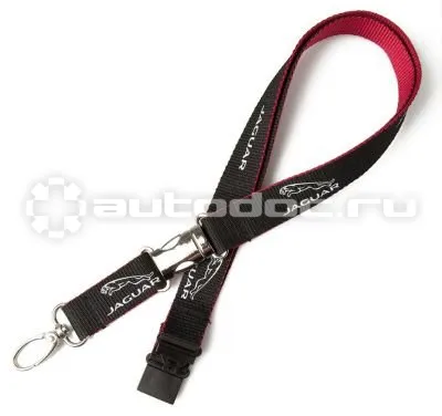LAND ROVER | JAGUAR Лента с карабином Jaguar Lanyard Leaper, Black | Red