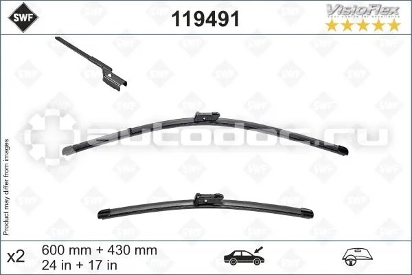 SWF Щётки стеклоочистителя бескаркасные к-кт SWF 600+430mm