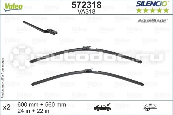 VALEO Щётки стеклоочистителя AQUABLADE к-кт с подогревом 600+560mm