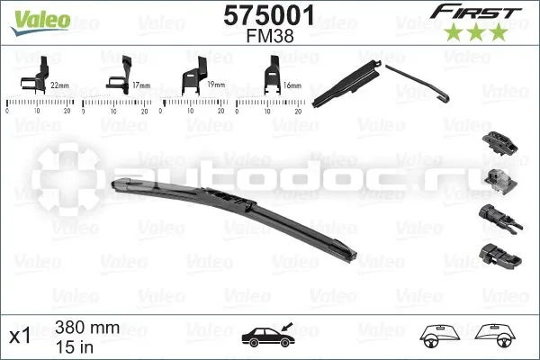 VALEO Щетка стеклоочистителя Multiconnection 380mm | 15