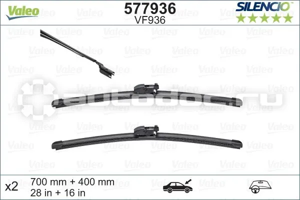 VALEO Щётки стеклоочистителя бескаркасные к-кт SILENCIO 700+400mm