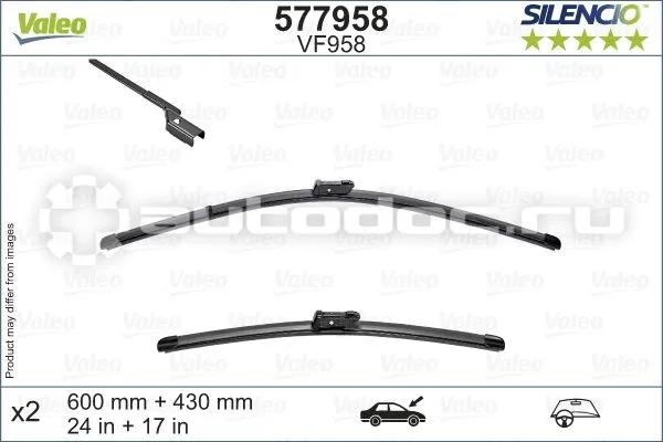 VALEO Щётки стеклоочистителя бескаркасные к-кт SILENCIO 600+430mm