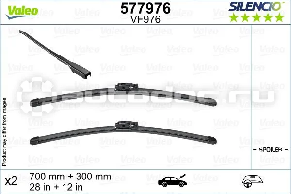 VALEO Щётки стеклоочистителя бескаркасные к-кт SILENCIO 700+300mm