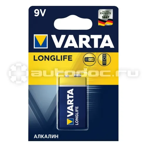VARTA Батарейка алкалиновая LONGLIFE тип Крона 9V