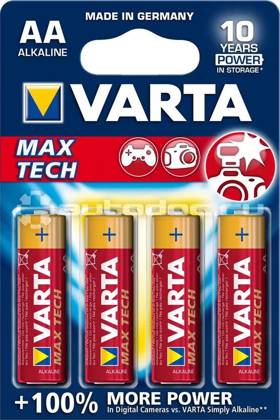 VARTA Батарейки AA LR6 1.5V щелочные Max Tech Longlife Power