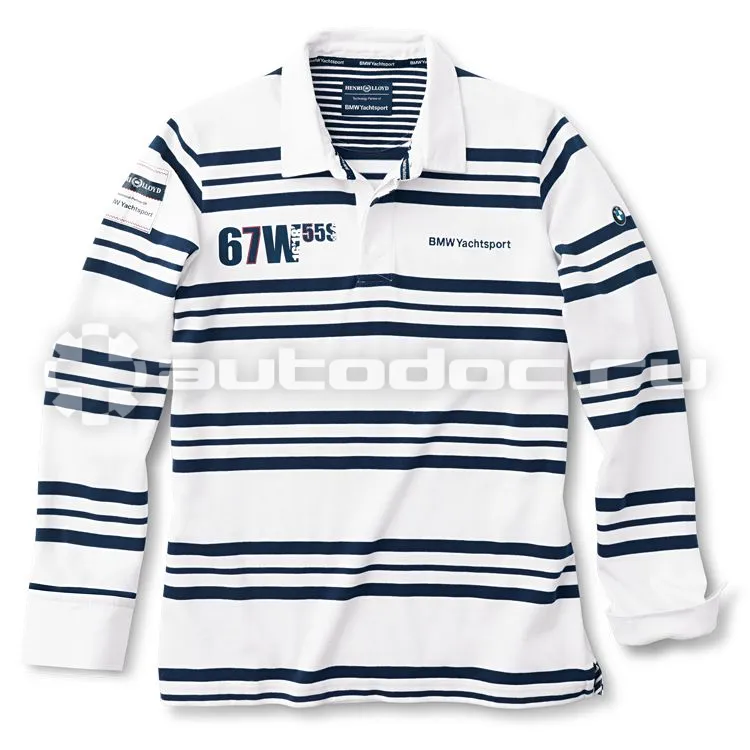 BMW Мужская рубашка с длинным рукавом Mens Rugby Yachting Shirt White Blue