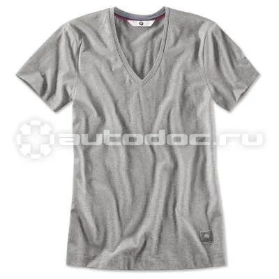 BMW Женская футболка V-neck T-Shirt, Ladies, Aluminium Grey Melange