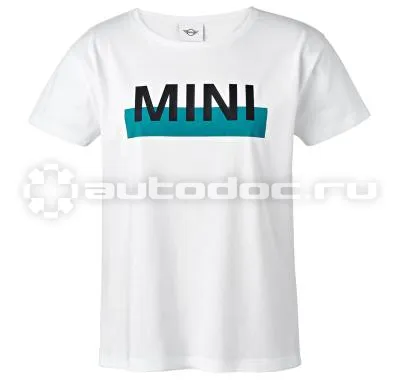 BMW Женская футболка Mini T-Shirt Women’s Wordmark Colour Block, White | Aqua
