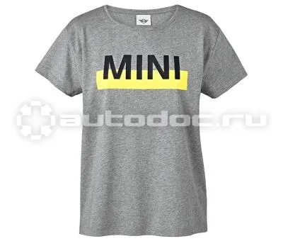 BMW Женская футболка Mini T-Shirt Women’s Wordmark Colour Block, Grey | Lemon