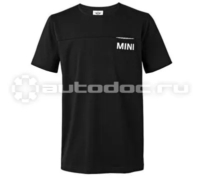 BMW Мужская футболка Mini Mens T-Shirt, Wordmark Pocket, Black
