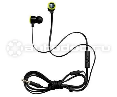 BMW Наушники Mini Earphones, Union Jack, black and lime