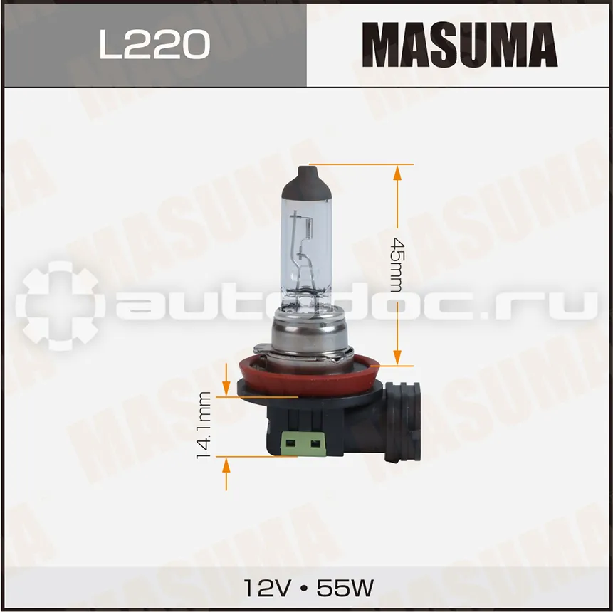 MASUMA Лампа галогенная H11 CLEARGLOW