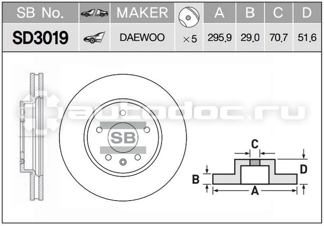 SANGSIN sd3019 - Диск тормозной