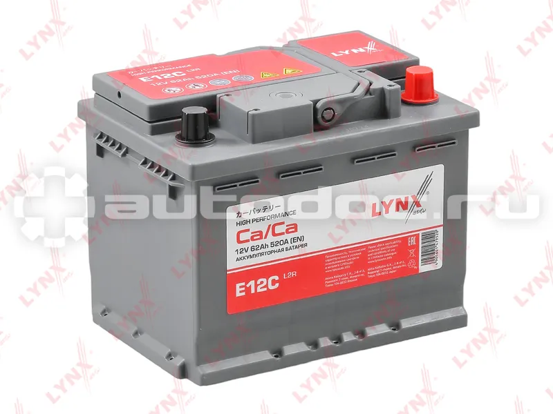 LYNX Аккумулятор 62 Ah, 520 A, обратная, 242x175x190
