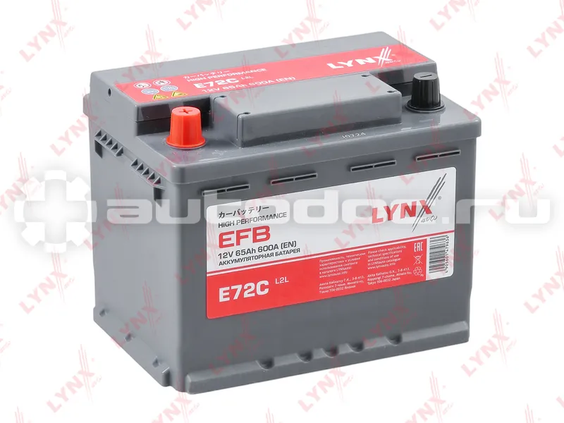 LYNX Аккумулятор EFB 65 Ah, 600 A, прямая, 242x175x190