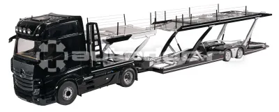 MERCEDES BENZ Модель автовоза Mercedes Actros, Transporter, Obsidian black, 1:18 Scale