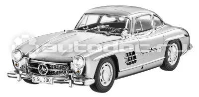 MERCEDES BENZ Масштабная модель Mercedes 300 SL Coupe (1954-1957) W 198, Chrome-plated, 1:18 Scale