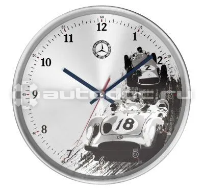 MERCEDES BENZ Настенные часы Wall Clock, Classic, Silver | Blue | Red