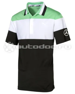 MERCEDES BENZ Мужская рубашка-поло Mercedes-Benz Mens Golf Polo Shirt, Green | Black | White