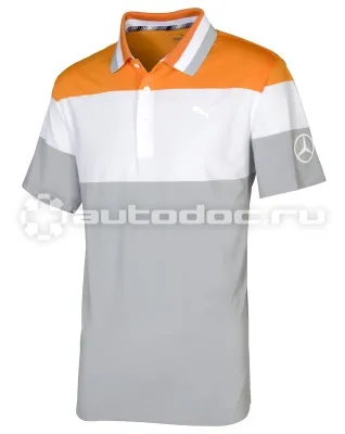 MERCEDES BENZ Мужская рубашка-поло Mercedes-Benz Mens Golf Polo Shirt, Orange | Grey | White
