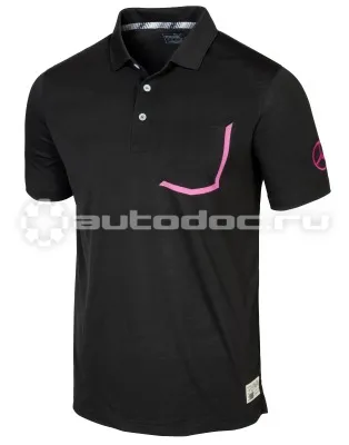 MERCEDES BENZ Мужская рубашка-поло Mercedes-Benz Mens Golf Polo Shirt, Black | Pink