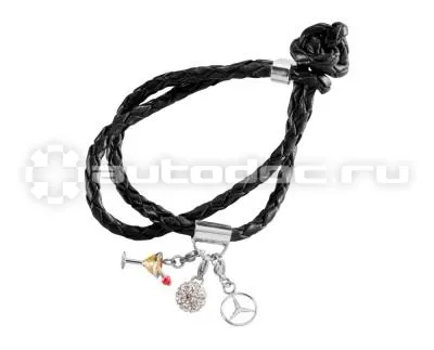 MERCEDES BENZ Браслет Mercedes-Benz Black Cowhide Bracelet, Swarovski