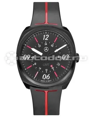 MERCEDES BENZ Мужские наручные часы Mercedes-Benz Men’s Watch, Sporty GMT, Black  |  Red  |  White