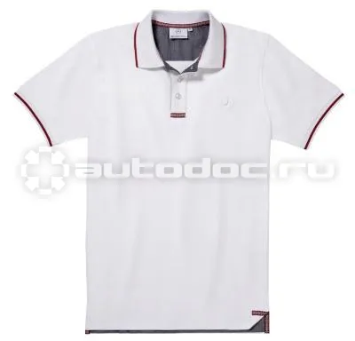 MERCEDES BENZ Мужская футболка поло -Benz Mens Polo Shirt, White  |  Red details