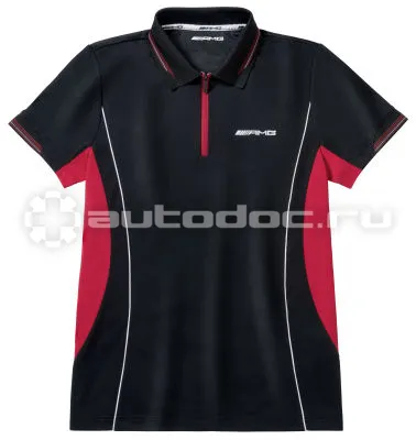 MERCEDES BENZ Мужская рубашка-поло Mercedes-AMG Mens Performance Polo Shirt, Black | Red