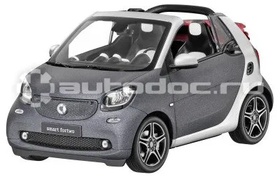 MERCEDES BENZ Модель Smart Fortwo Cabrio, A453, Titania Grey Matt  |  Cool Silver, Scale 1:18
