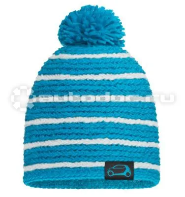 MERCEDES BENZ Зимняя вязаная шапка Smart Knitted Hat, White-Blue