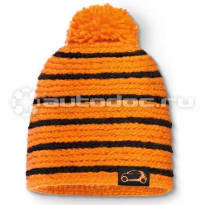 MERCEDES BENZ Зимняя вязаная шапка Smart Knitted Hat, Orange-Black