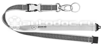 MERCEDES BENZ Лента с карабином для ключей Mercedes AMG Lanyard, Silver Grey  |  Black