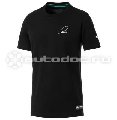 MERCEDES BENZ Мужская футболка Mercedes Mens T-shirt, Lewis Hamilton signature, Black