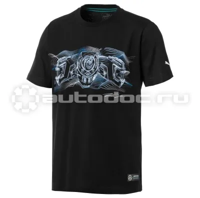 MERCEDES BENZ Мужская футболка Mercedes Mens T-shirt, Valtteri Bottas signature, Black