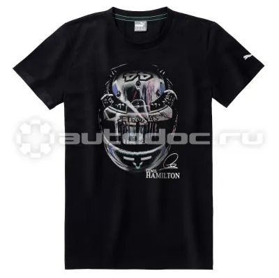 MERCEDES BENZ Мужская футболка Mens T-Shirt, MAMGP Graphic, Lewis Hamilton Helmet, Black