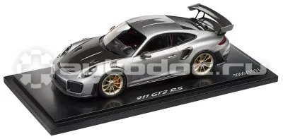 PORSCHE Модель автомобиля Porsche 911 GT2 RS, Scale 1:18, Silver Metallic  |  Black