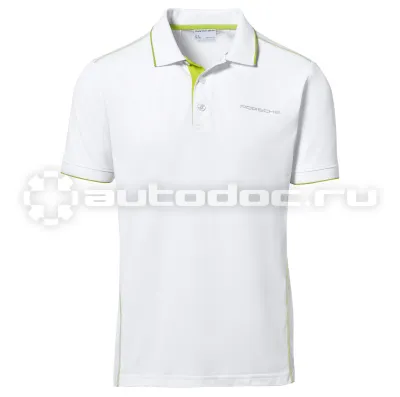 PORSCHE Мужское поло Porsche Men’s Golf Polo Shirt Sport, White | Acid Green