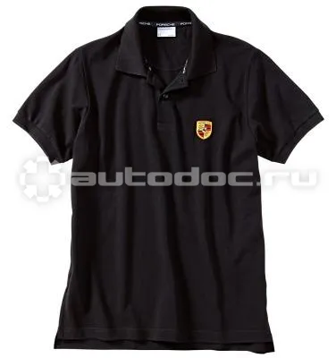 PORSCHE Мужская футболка поло Mens Polo Shirt, Logo, Black