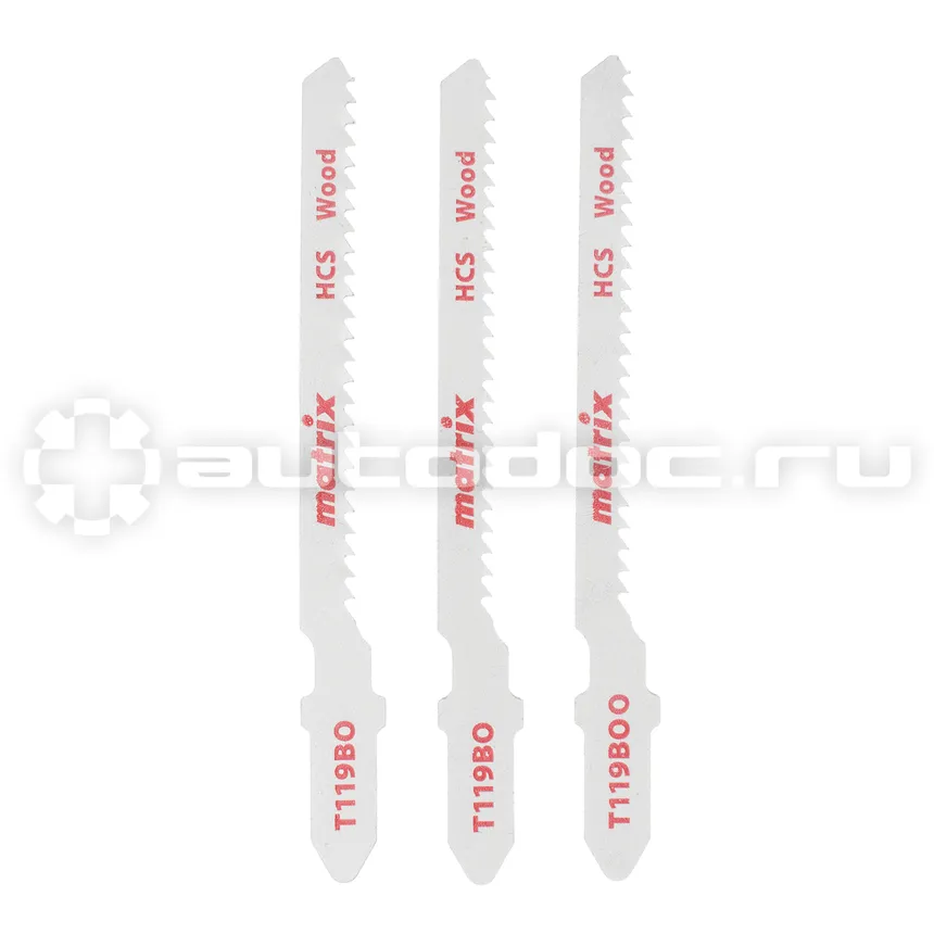 MATRIX Полотна для электролобзика  по дереву, 3 шт,T119BO, 50 x 2 мм, HCS, фигур. рез
