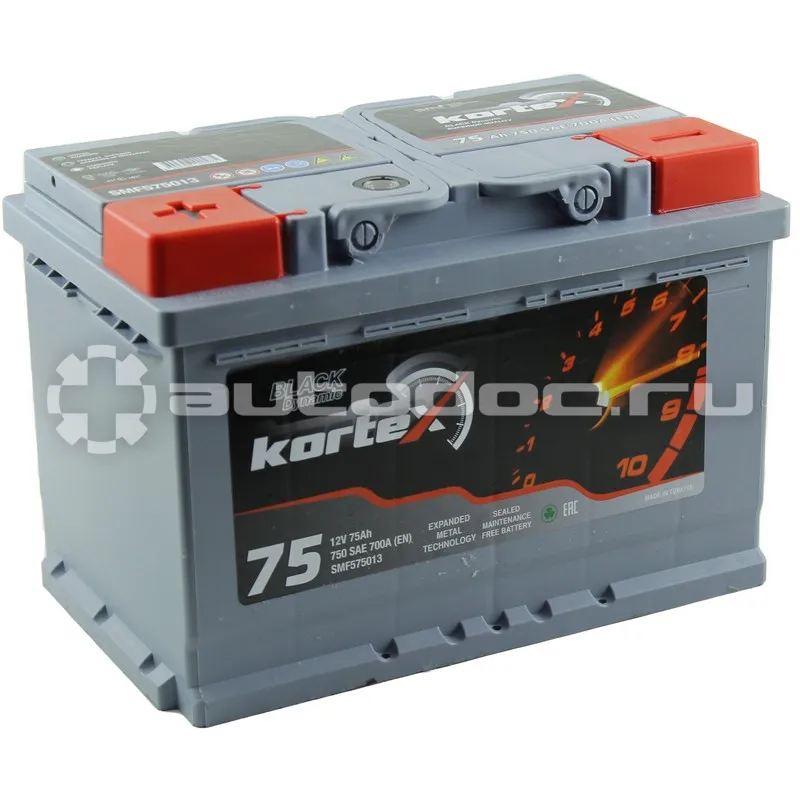 KORTEX Аккумуляторная батарея KORTEX BLACK Dynamic 6СТ 75 обр. 278х175х190