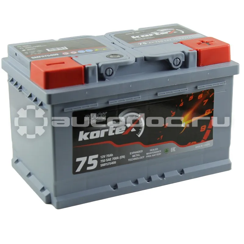 KORTEX Аккумуляторная батарея KORTEX BLACK Dynamic 6СТ 75 обр. низ. 278х175х175