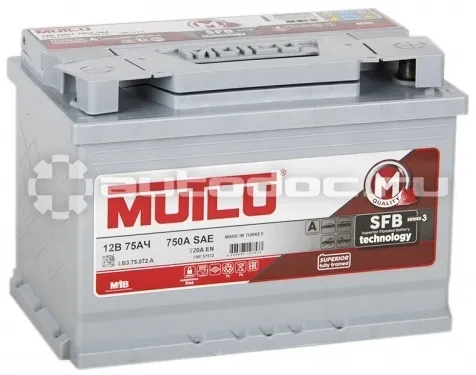 MUTLU Аккумулятор CALCIUM SILVER 75 A | ч обр SMF57512 278x175x190 EN 720