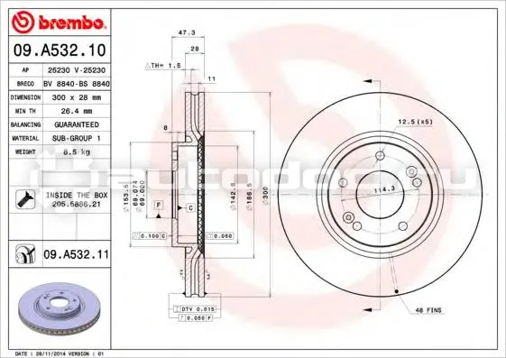 BREMBO 09a53211 - Диск тормозной
