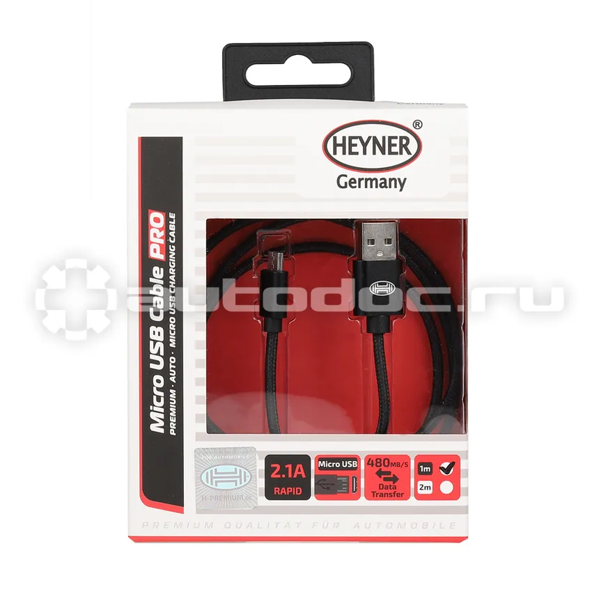 HEYNER Кабель Премиум Micro USB 2.0 до 480 Mb |  сек. 1 м. Черный