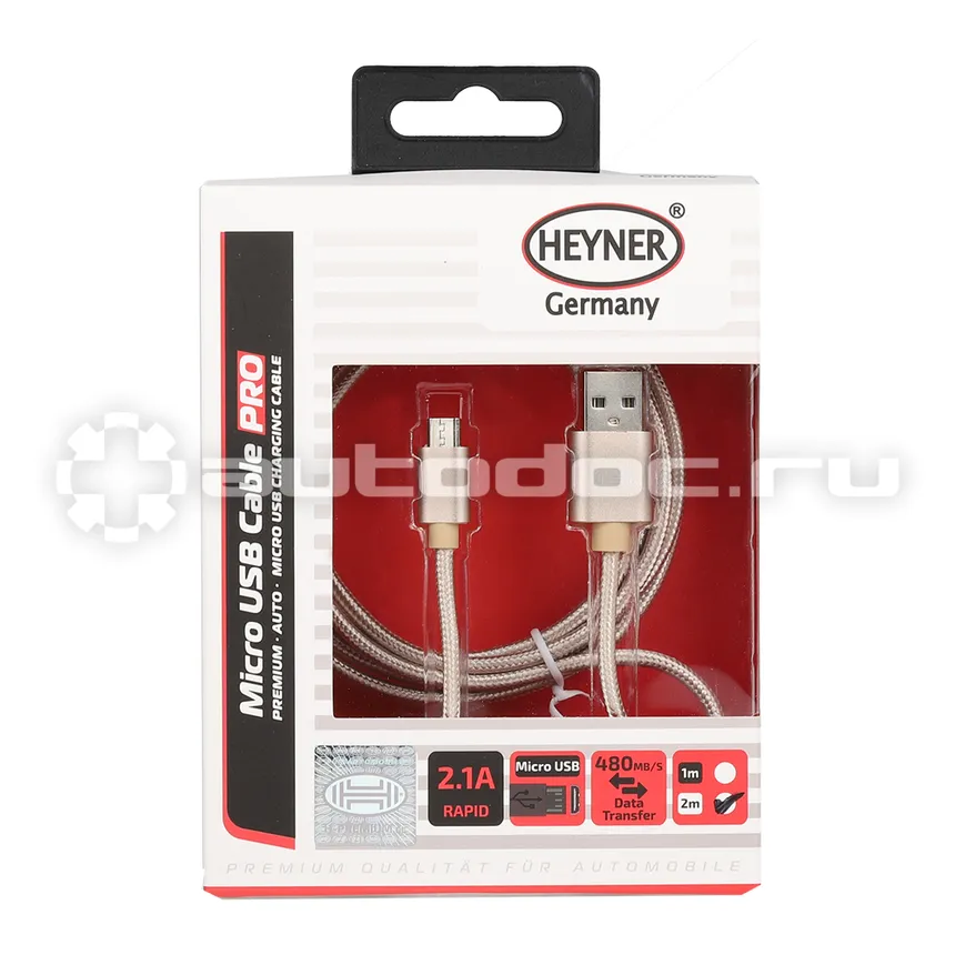 HEYNER Кабель Премиум Micro USB 2.0 до 480 Mb |  сек. 2 м. Золотой