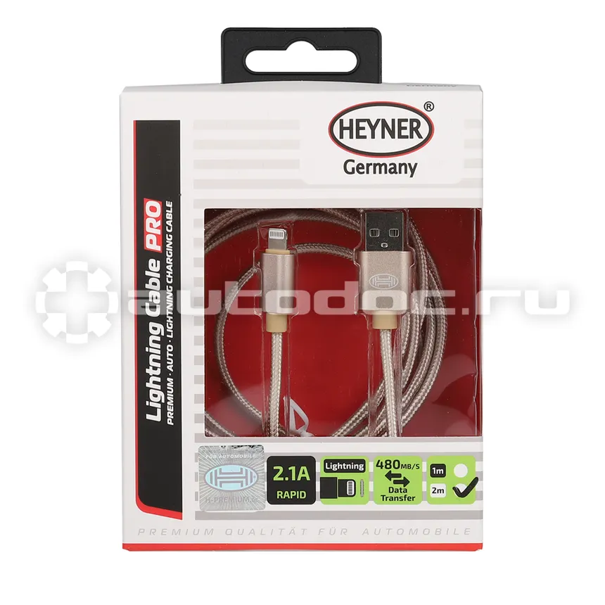 HEYNER Кабель Премиум Lightning USB 2.0 DATA Transfer до 480 Mb |  сек. 2 м. Золотой