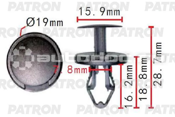 PATRON Клипса пластмассовая