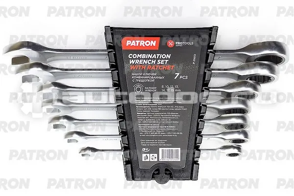 PATRON P-51072 Набор ключей комбинированных с трещоткой